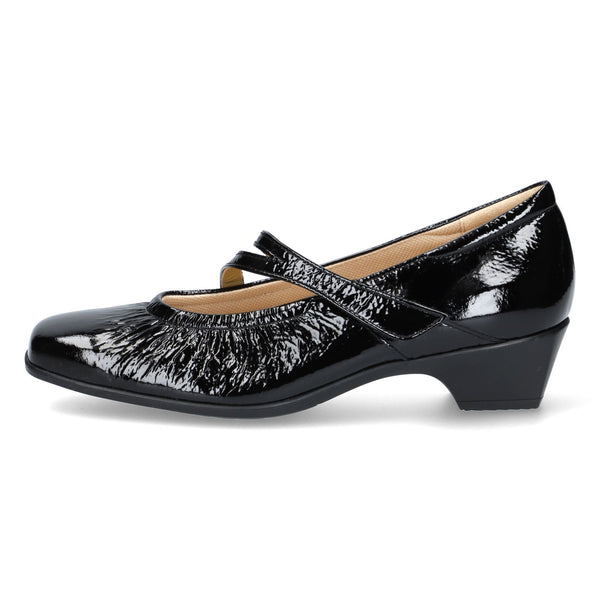 外反母趾対応パンプス64656ブラックエナメル