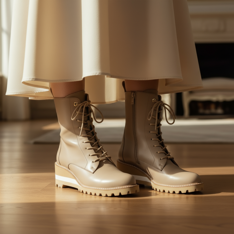 ブーツ8675ダークベージュ